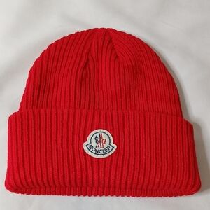Moncler Vibrant Red Ribbed Beanie